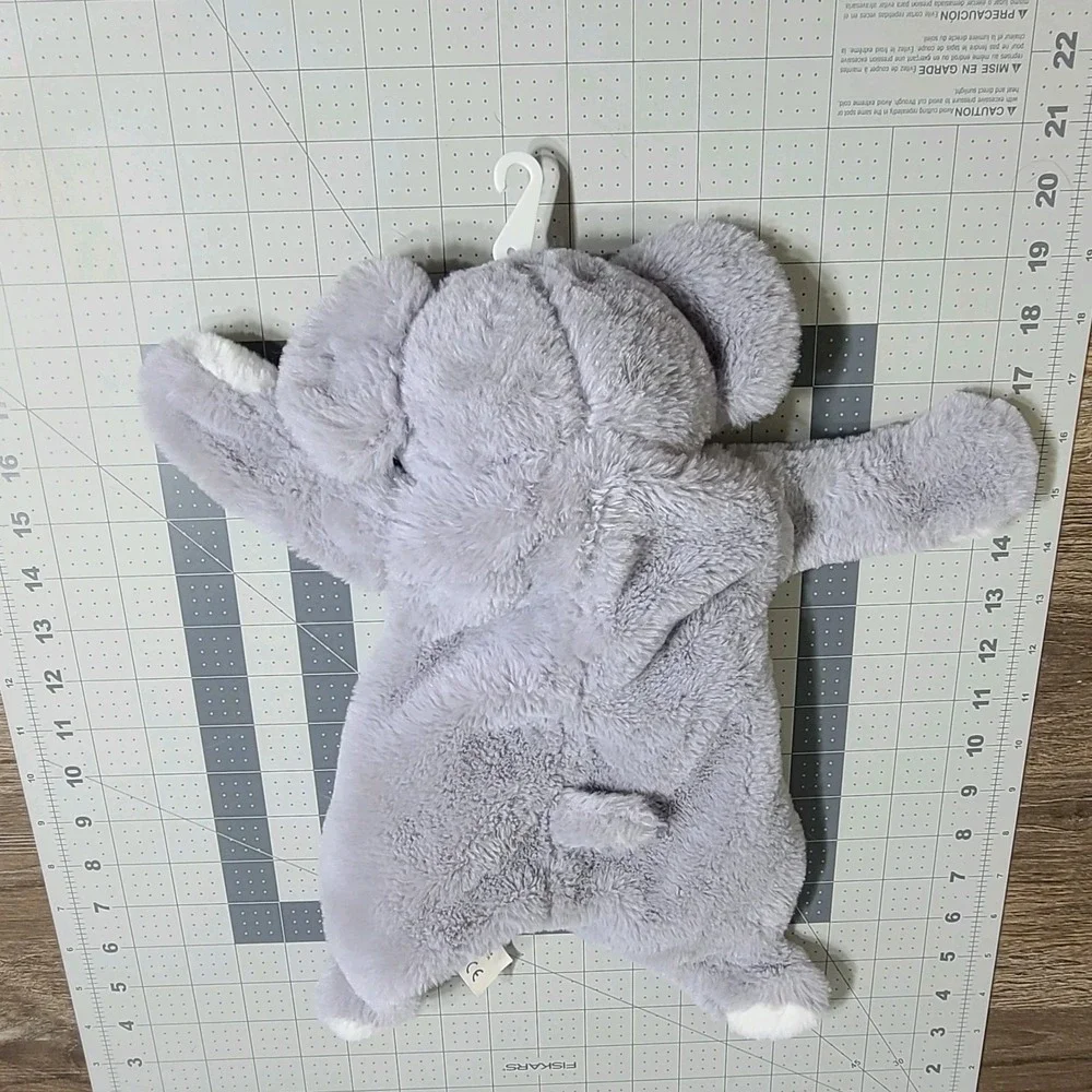 ELEPHANT LOVEY GRAY W WHITE PAWS & BELLY SECURITY BLANKET KELLY TOY FLAT CRINKLE